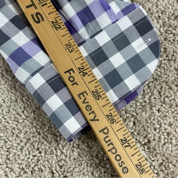 St. Croix Shirt Mens 2XL Plaid Button Colorful Work Office Prep Purple Gray E135 - Picture 7 of 9